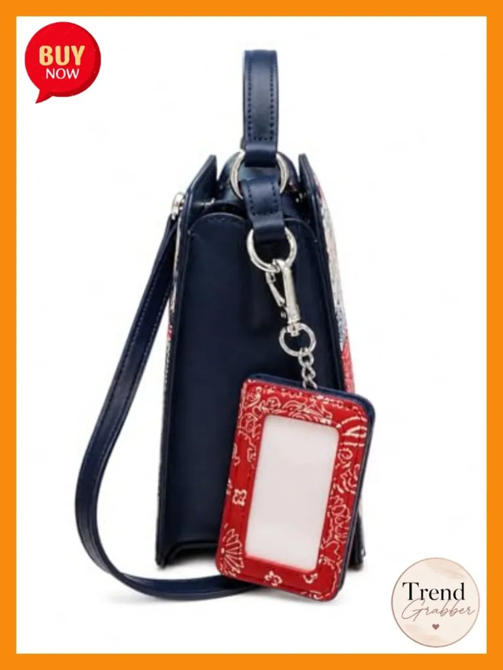 Faux Leather Satchel with Crossbody Strap and ID Holder